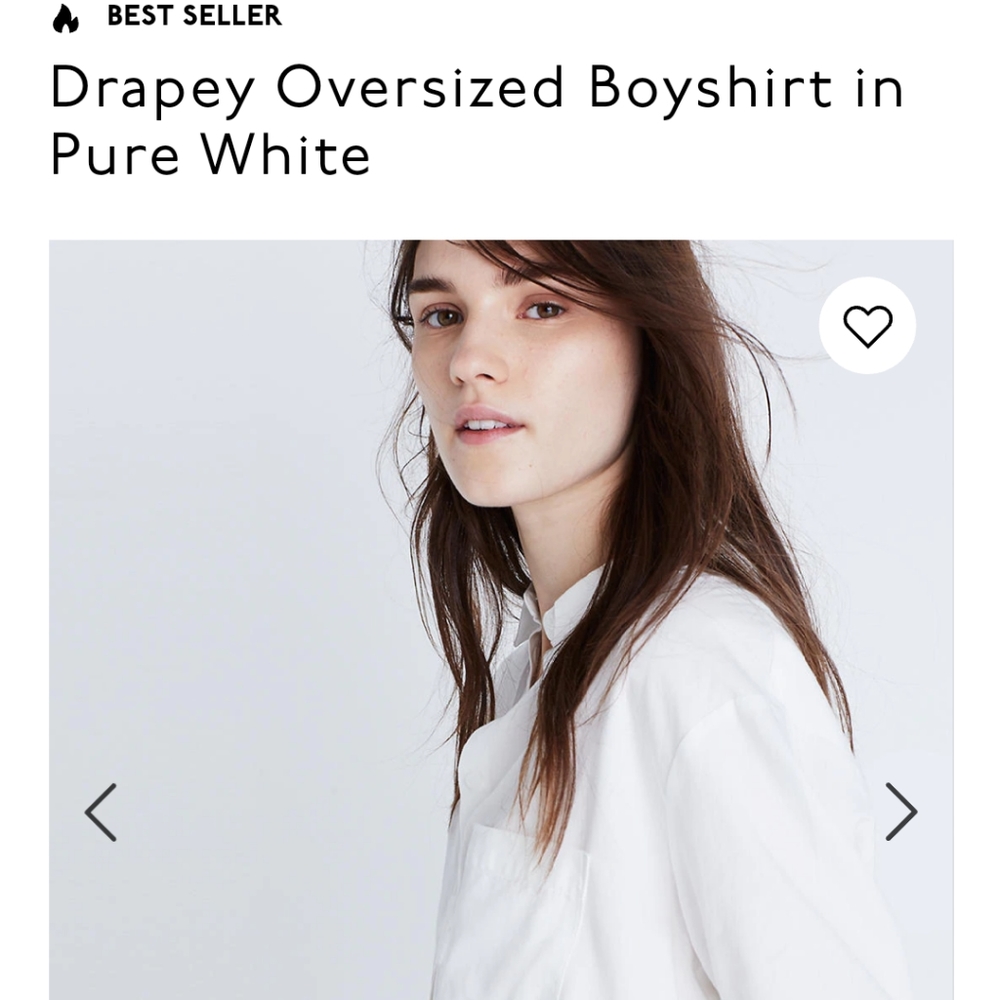 Madewell Drapey Oversized Boyshirt in white s L